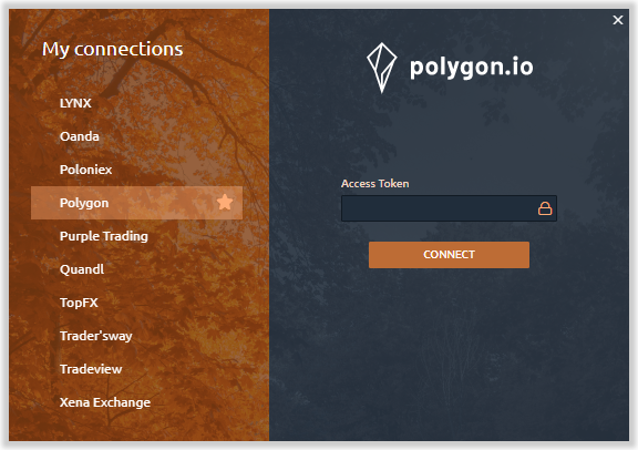 Connection to Polygon.io data provider